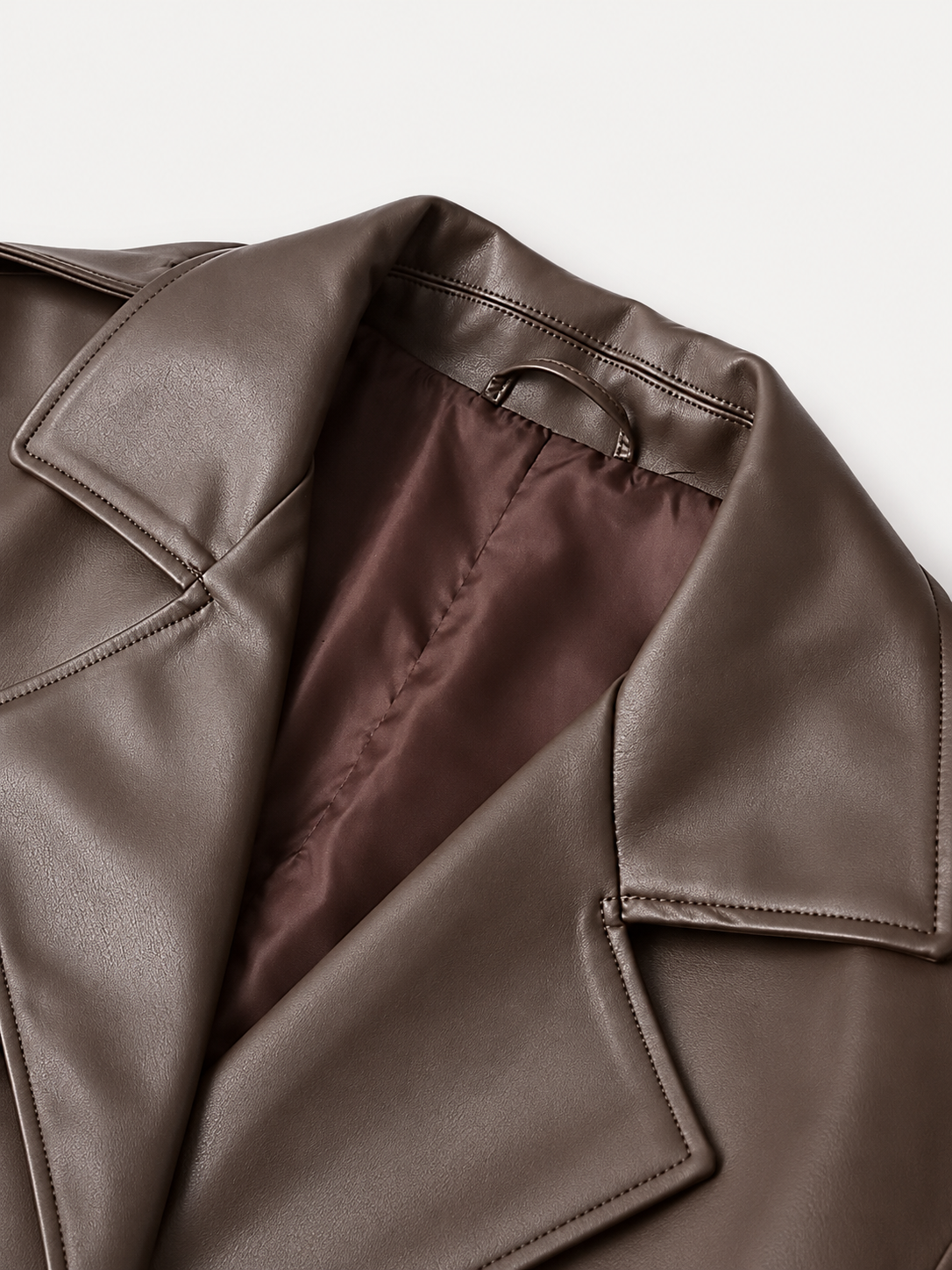 Élara Leather-Look Coat – Brown – product detail 1