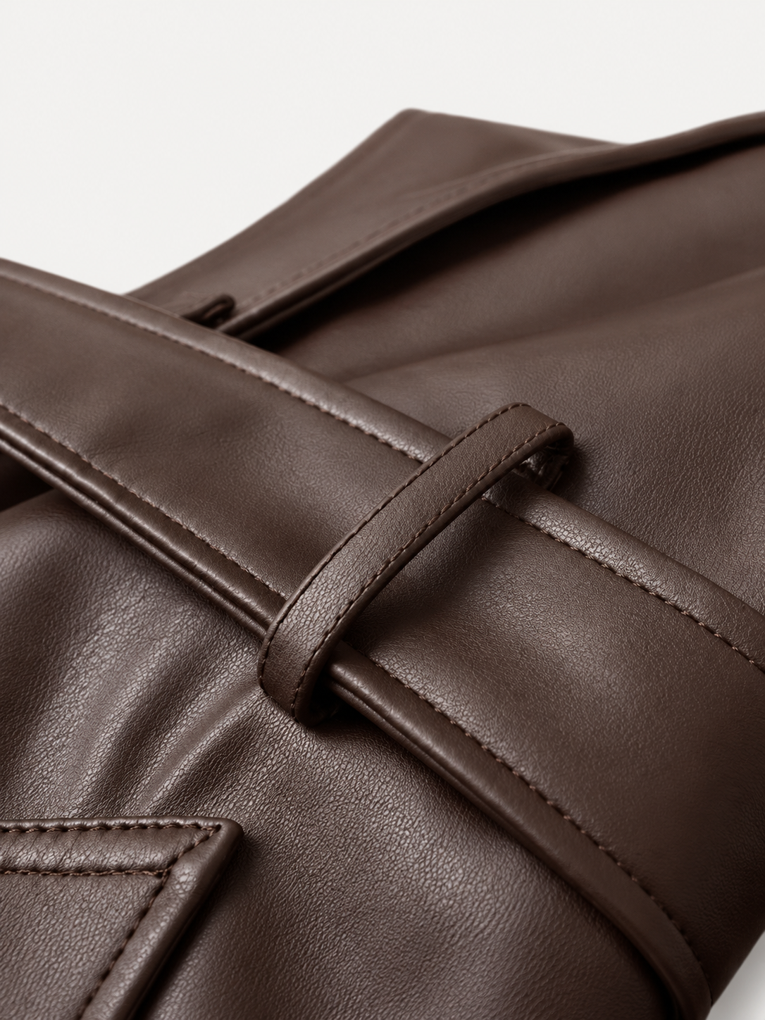 Élara Leather-Look Coat – Brown – product detail 3
