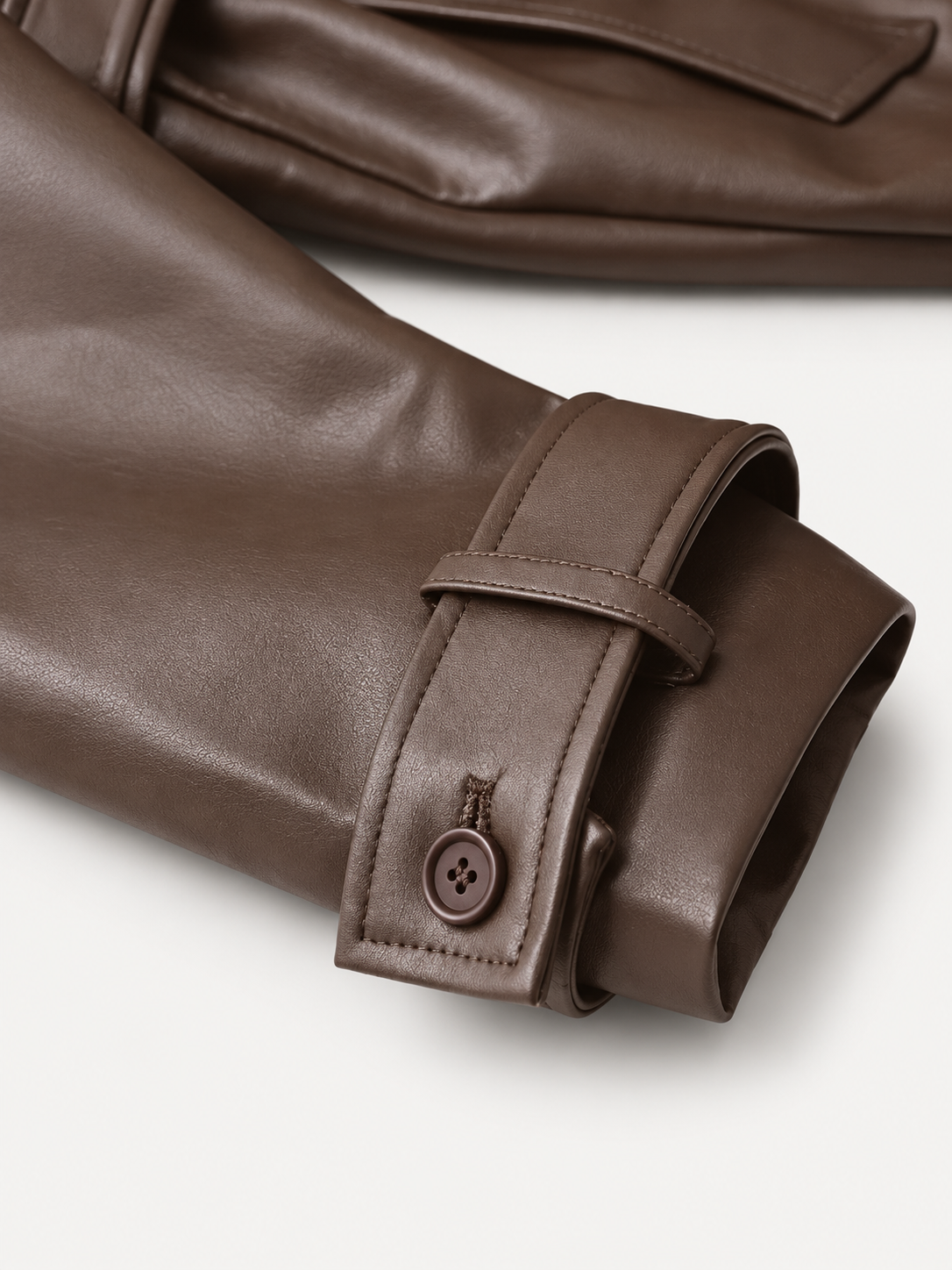 Élara Leather-Look Coat – Brown – product detail 5
