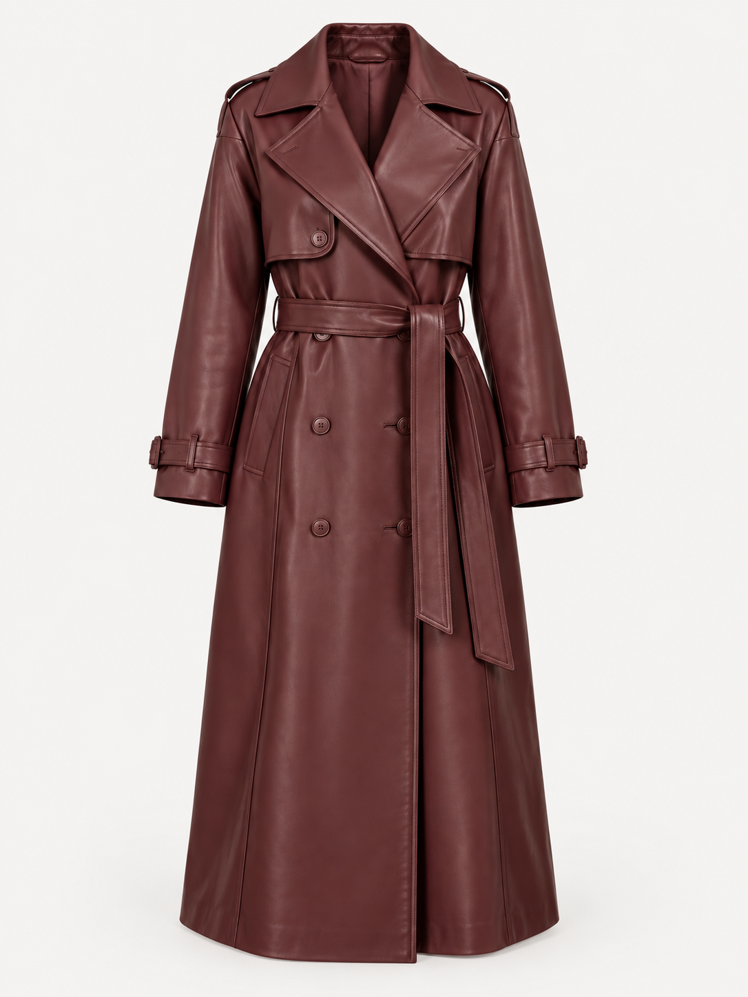 Élara Leather-Look Coat – Wine red – product photo