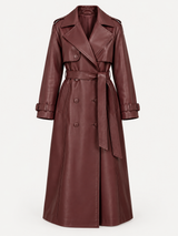 Élara Leather-Look Coat – Wine red – product photo