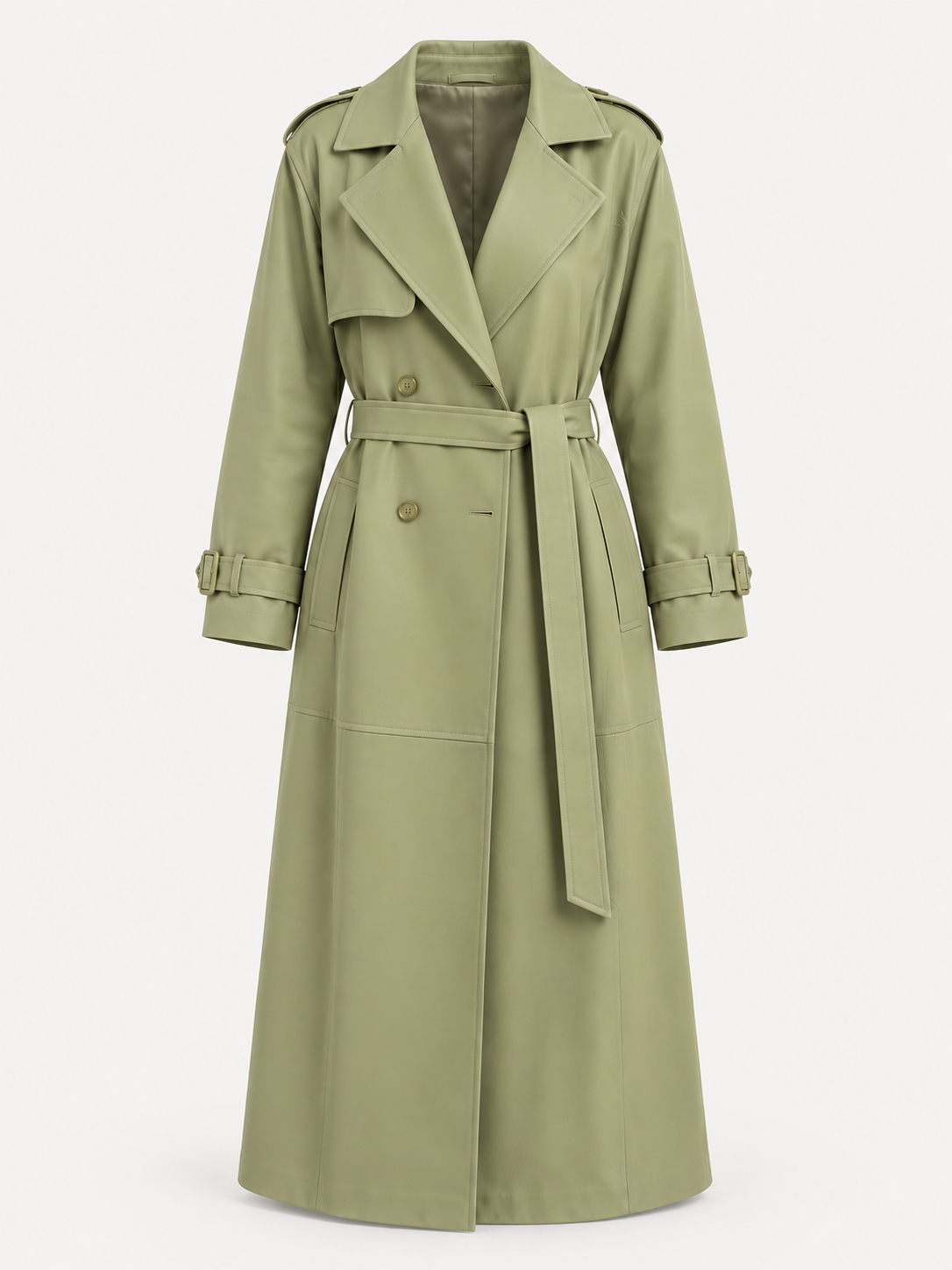 Élara Leather-Look Coat – Olive green – product photo