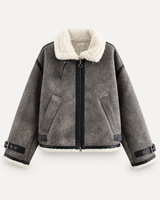 Elara Teddy Jacket – Charcoal – product photo