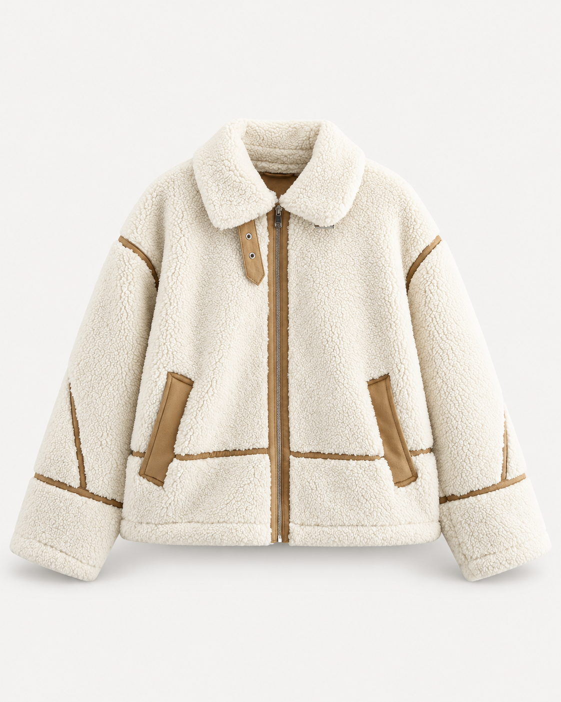 Elara Teddy Jacket – White – product photo