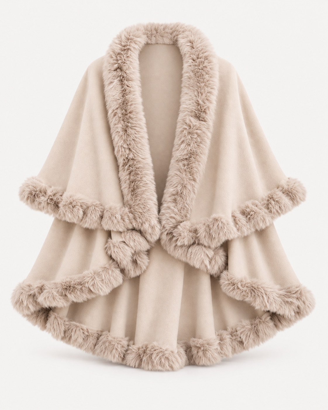 Elodie Fur Cape – Beige – Produktbild