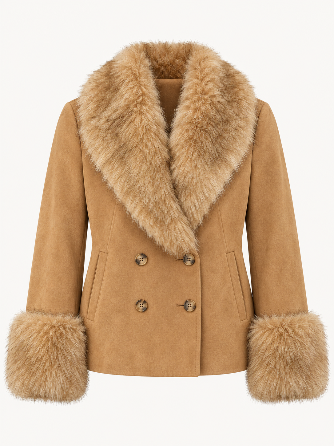 Monaco Suede-Look Fur Collar Jacket – product view