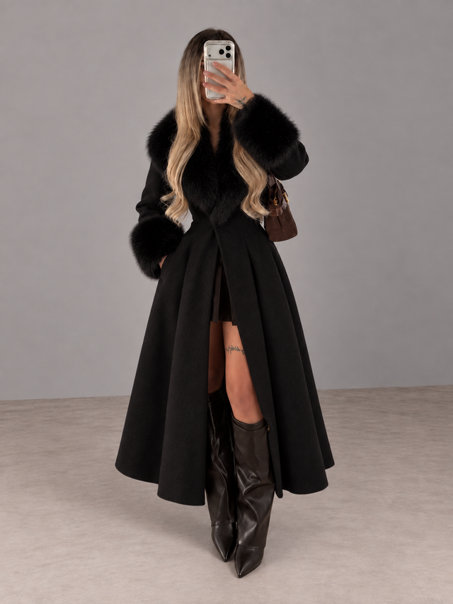 St. Moritz Maxi Coat with Faux Fur Trim